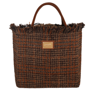 Borsa a mano tweed chalet marrone